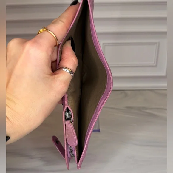 Bottega Veneta Purple Intrecciato Leather French Compact WalletAuthentic